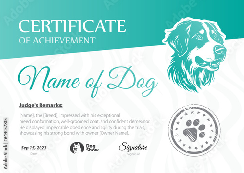 Dog Show Certificate Vector Illustration