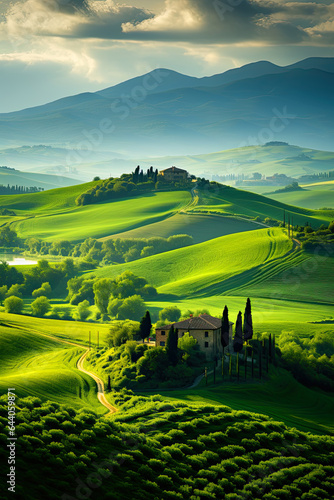 Green toscana hills, beautiful Italy landscape
