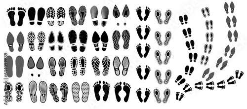 Different human footprints icon. Vector illustration 
