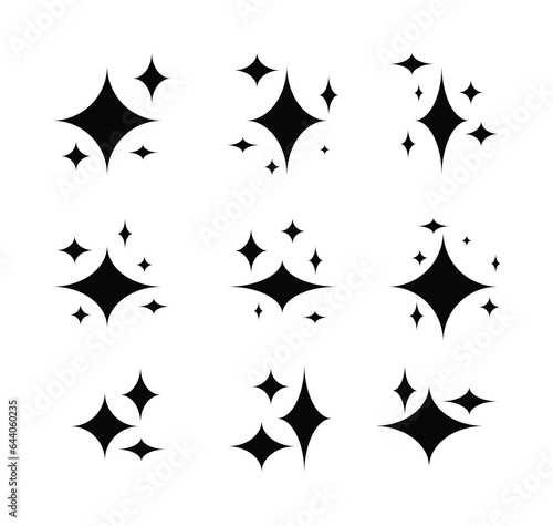 sparkle icon set with star symbol, simple and modern design. vector for decoration of banners, greeting cards, flyers, social media.