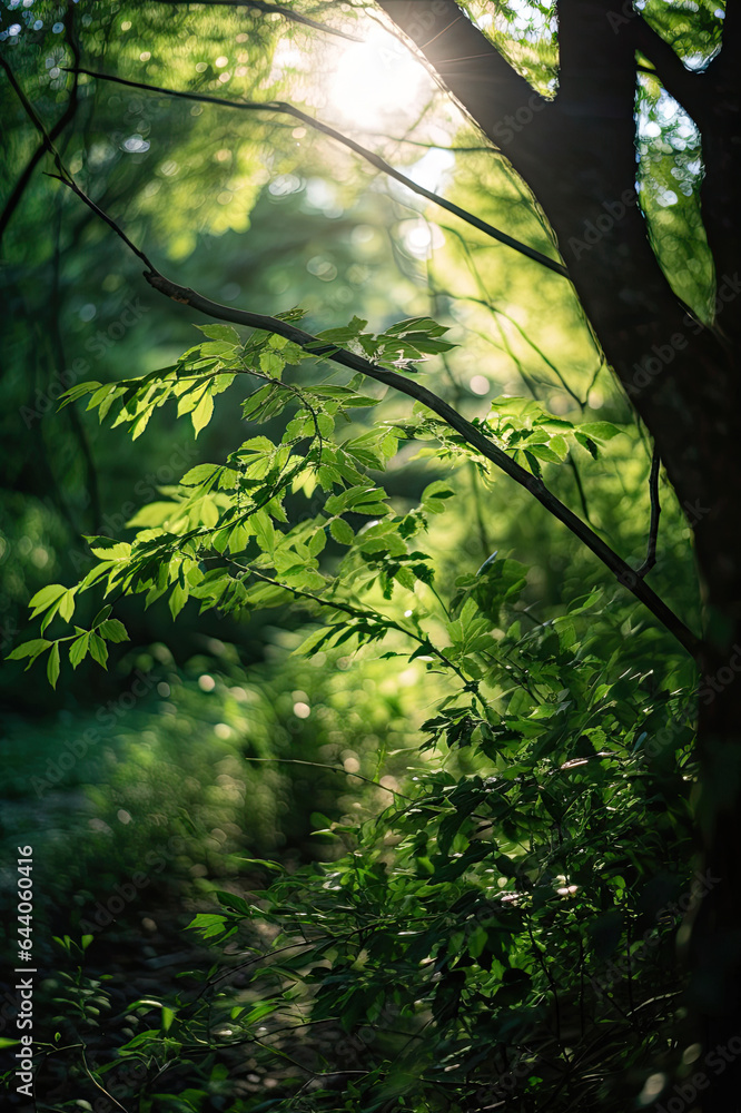 Sunlight in a Lush Green Forest,sun rays in the forest,sun rays through the forest Sunlight in a Lush Green Forest,sun rays in the forest,sun rays through the forest