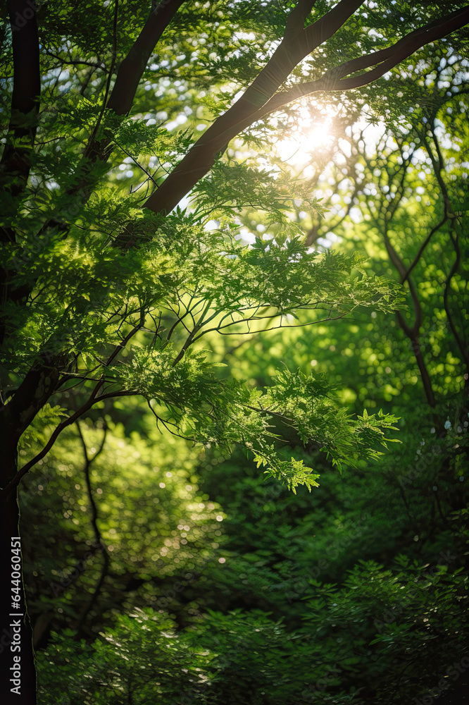 Sunlight in a Lush Green Forest,sun rays in the forest,sun rays through the forest Sunlight in a Lush Green Forest,sun rays in the forest,sun rays through the forest