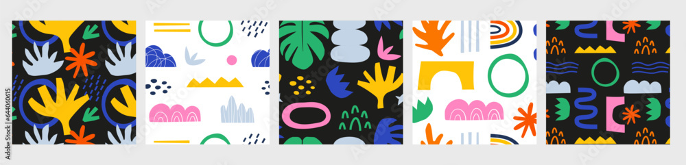 Φωτογραφία Seamless pattern abstract cut-out organic shapes, doodles of set