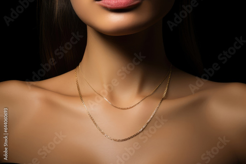 Womens neck with a gold chain necklace