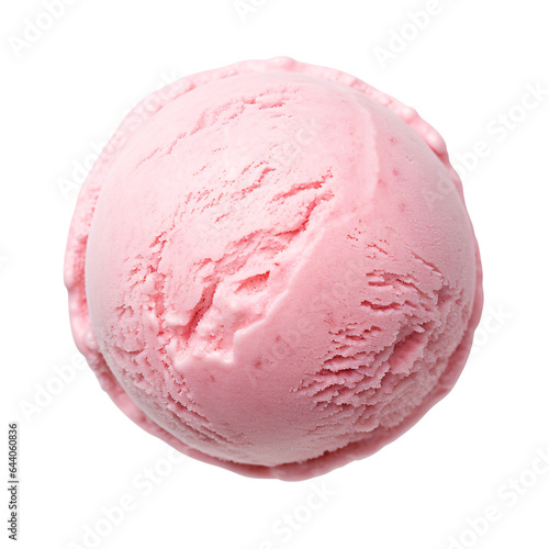 Strawberry ice cream isolated on a transparent background, PNG