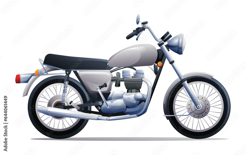 Classic vintage motorcycle vector illustration isolated on white background