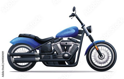 Fotografiet Retro motorcycle vector cartoon illustration isolated on white background