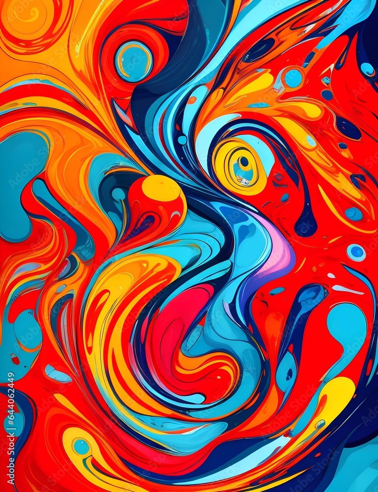 Abstract art with vibrant colors and fluid shapes