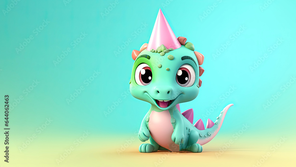 Cute cartoon dinosaur baby. Happy holiday concept Cute cartoon dinosaur baby. Happy holiday concept