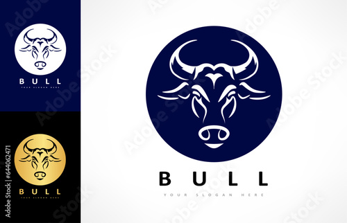 Bull head logo vector. Animal design.