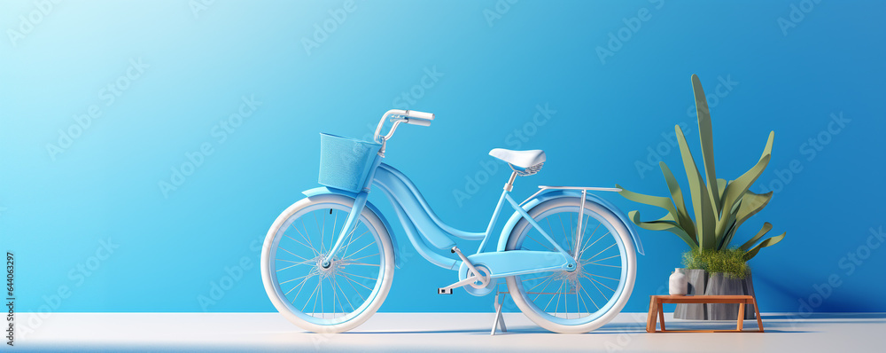 Fototapeta premium electric bicycle against blue background. copy space