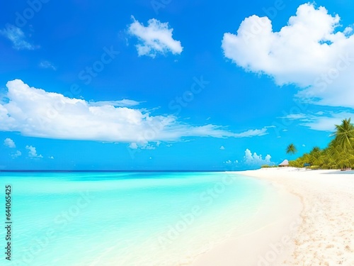 Island in Maldives, a colorful perfect, panoramic, natural landscape 