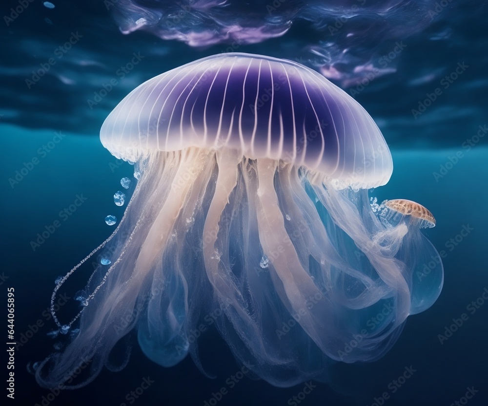 Fototapeta premium exposure shot of an ultra detailed jellyfish
