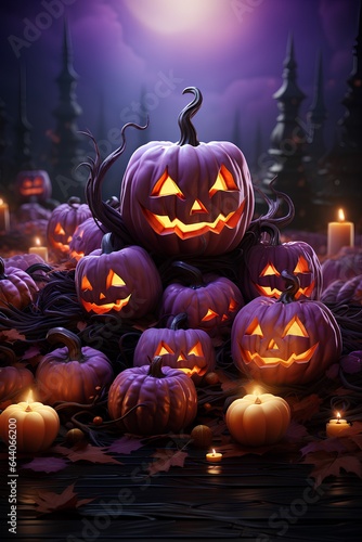 Purple halloween pumpkin, happy halloween © Sikun