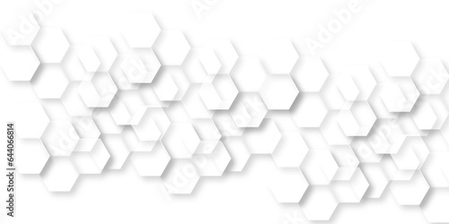 Pattern of white hexagon white abstract hexagon wallpaper or background. Futuristic abstract honeycomb white background. geometric mesh cell texture.