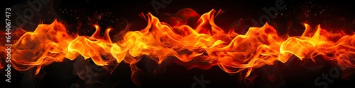Line of Fire - A Fiery Blast of Flames and Energy in Abstract Composition on Black Background © AIGen