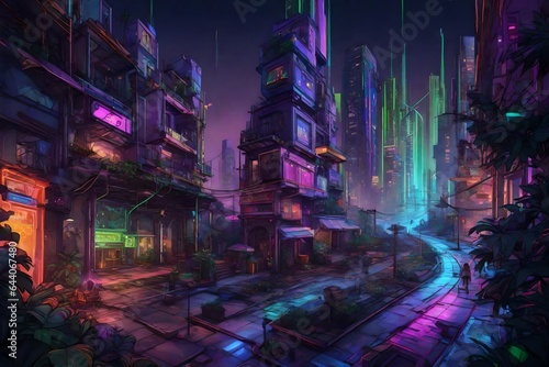 Urban jungle s twilight symphony  neon pulse beneath the city s skin 