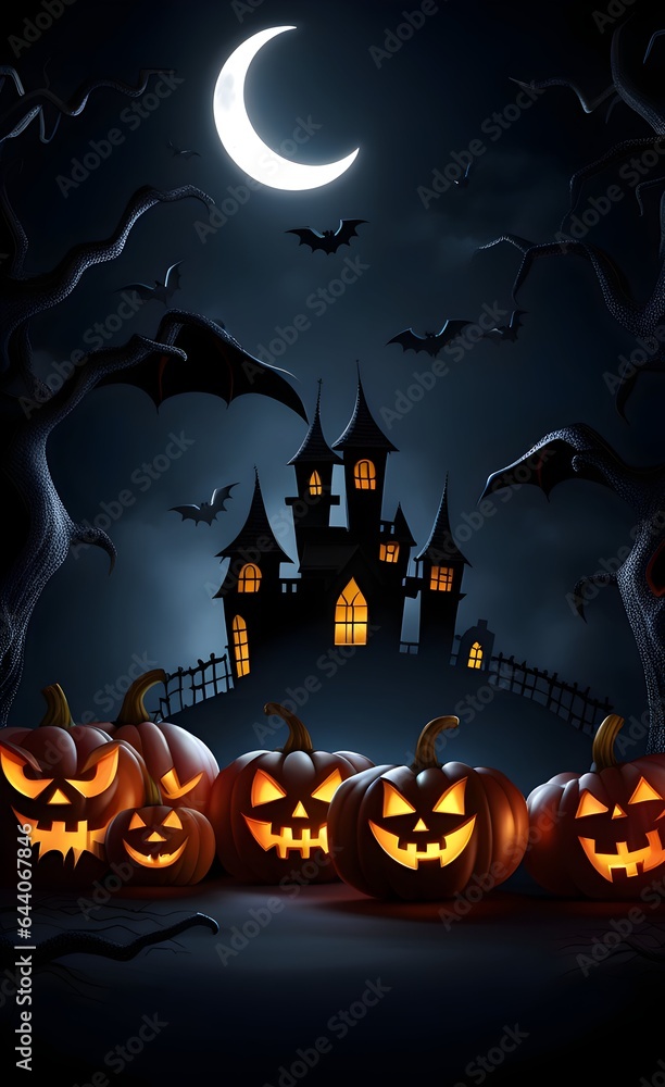 Scary halloween background illustration.