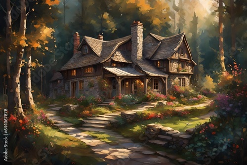 house in the forest at day time 