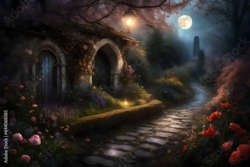 Enchanted whispers of a moonlit garden in full bloom 