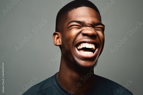 cropped shot of a handsome young man laughing with excitement