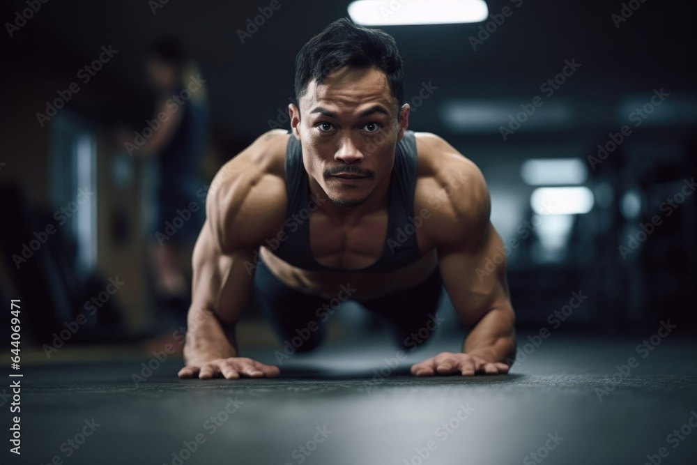 shot of a man doing push ups during a workout at the gym shot of a man doing push ups during a workout at the gym
