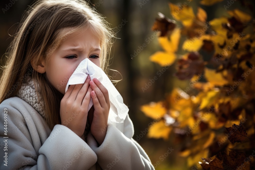 shot of a young girl blowing her nose shot of a young girl blowing her nose