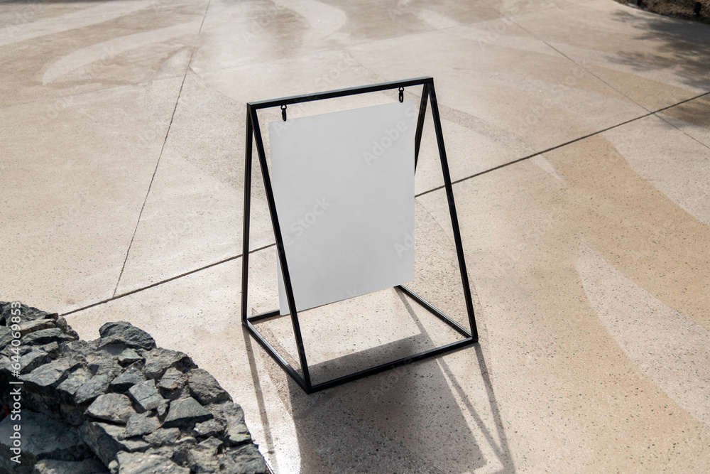 Blank A-Frame signboard mockup in the urban environment, empty space to ...