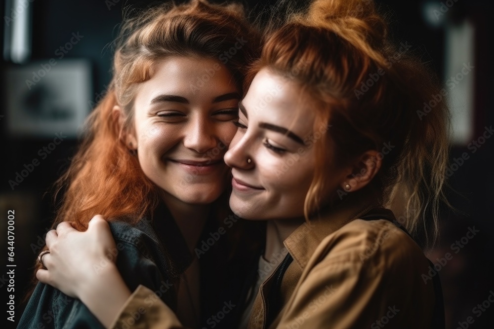 shot of two friends embracing each other
