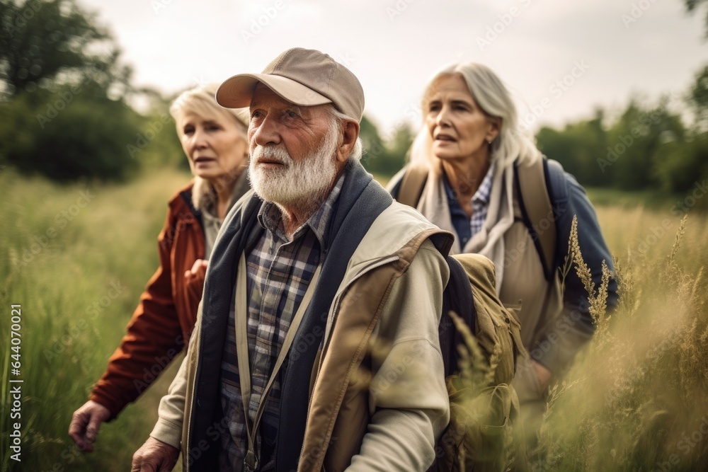 shot of a nature guide leading a senior couple on an adventure in the countryside