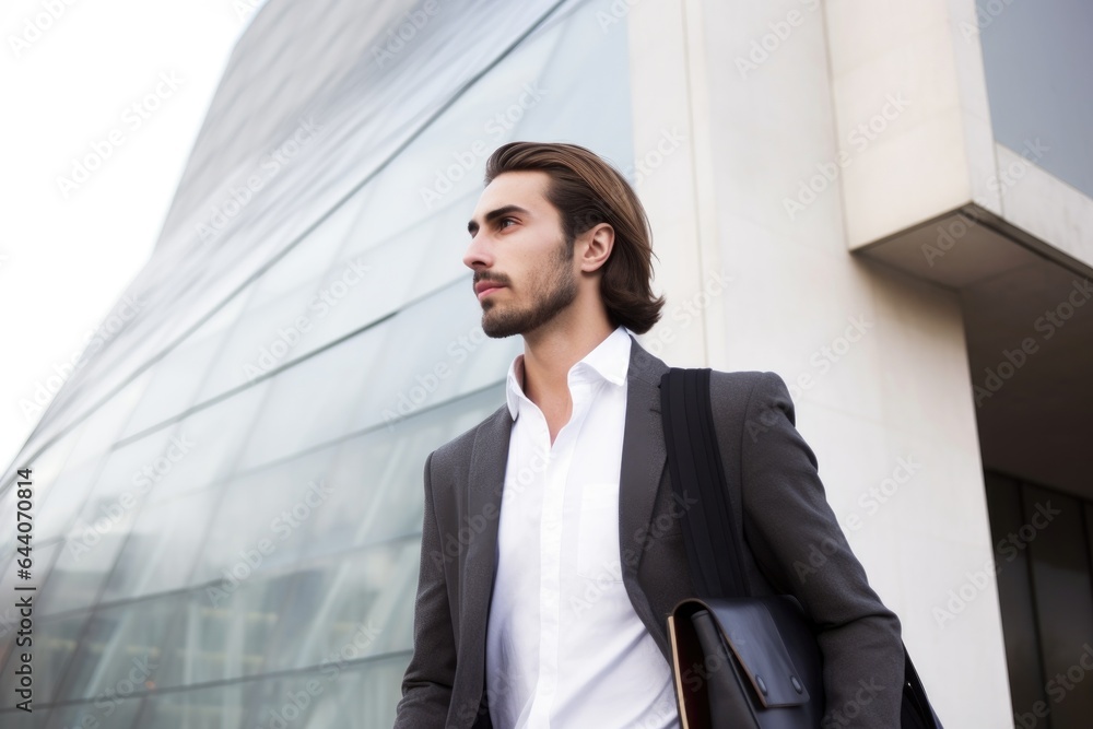 a handsome young architect walking outside a handsome young architect walking outside