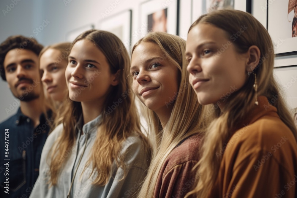 cropped shot of a group of friends at an exhibition cropped shot of a group of friends at an exhibition