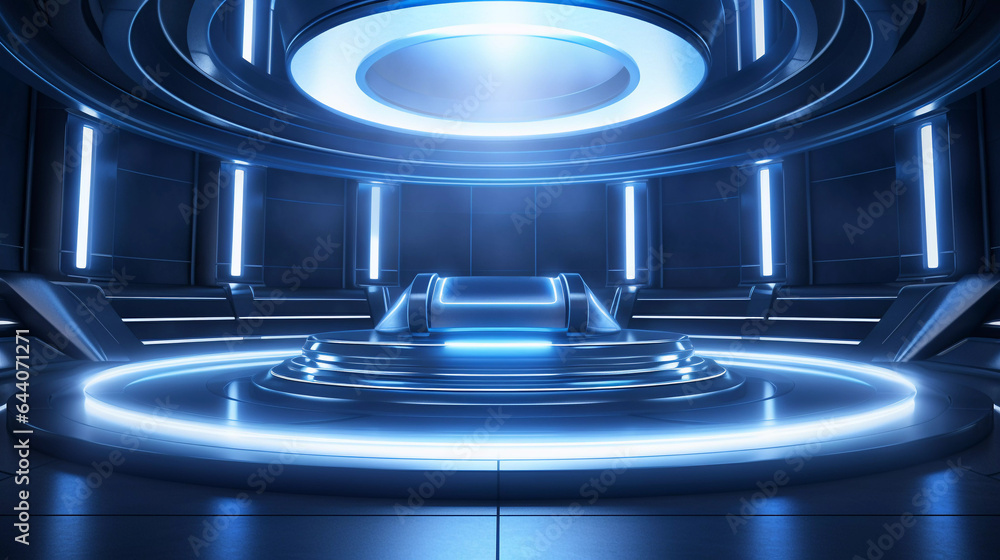 Dark Blue Futuristic Cylinder Scene Dark Blue Futuristic Cylinder Scene