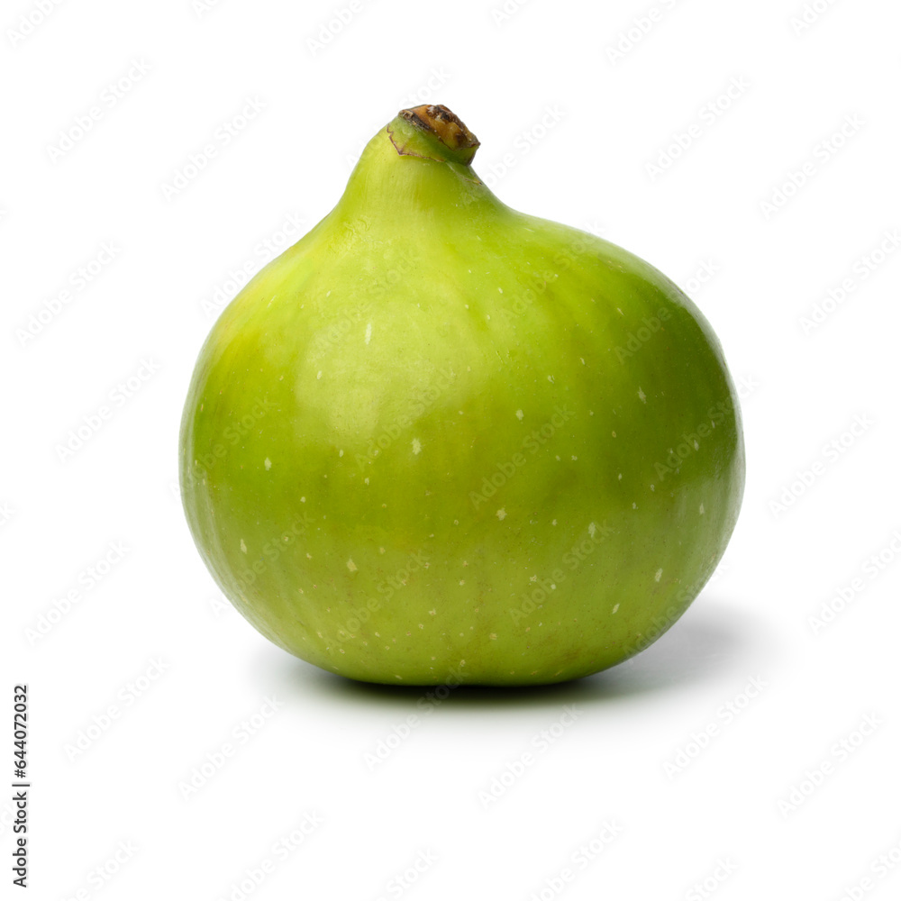 Single fresh green fig isolated on white background close up Single fresh green fig isolated on white background close up