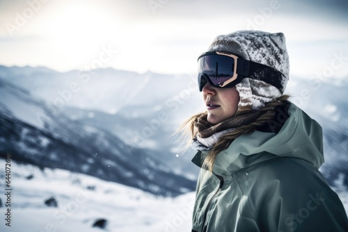 shot of a young woman enjoying snowboarding in the mountains