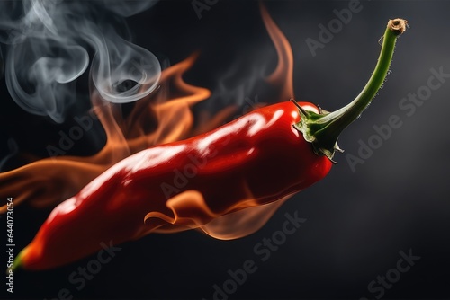 red hot chili peppers with flame and smoke