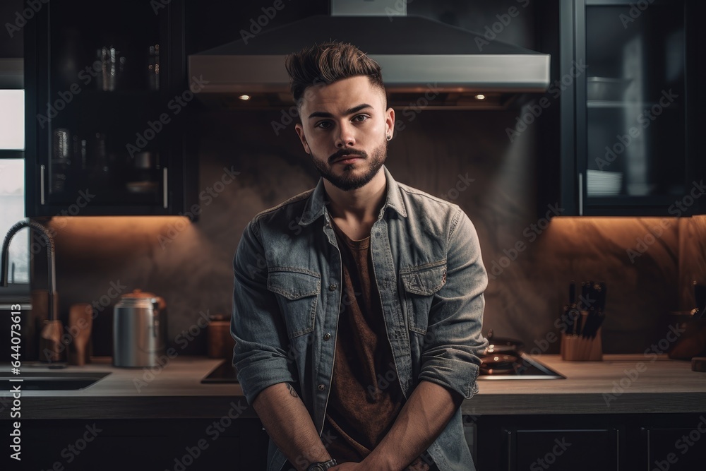 shot of a young man standing in his kitchen