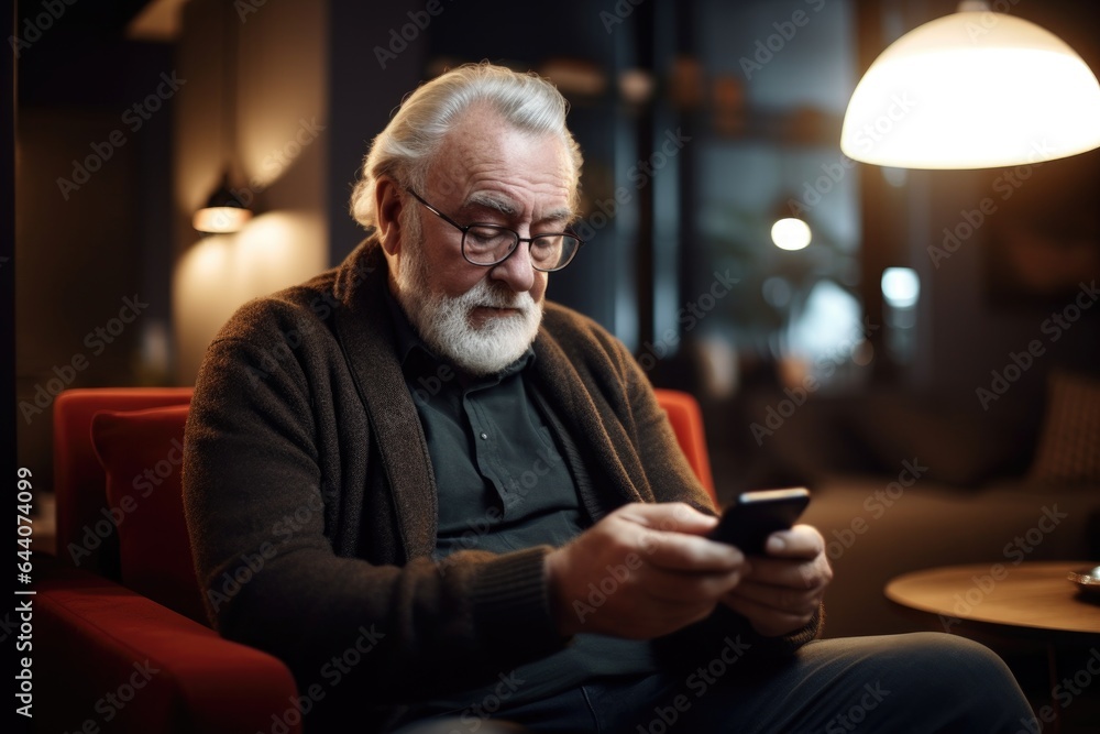 shot of a senior man using the internet on his phone in the lounge shot of a senior man using the internet on his phone in the lounge