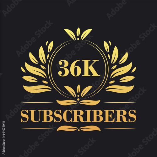 36K Subscribers celebration design. Luxurious 36K Subscribers logo for social media subscribers