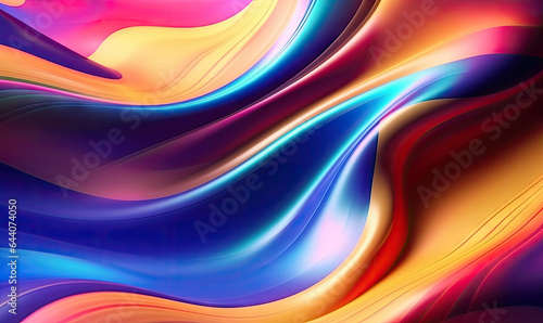 Abstract liquid wave wallpaper. Creative holographic banner. Created with AI tools