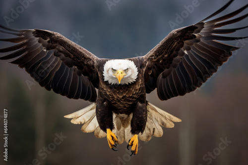 Bald eagle flying over the skies looking for a prey