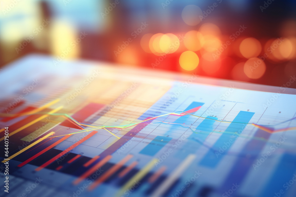 Colorful graphs, charts, marketing research and business annual report background, management project, budget planning, financial and education concepts