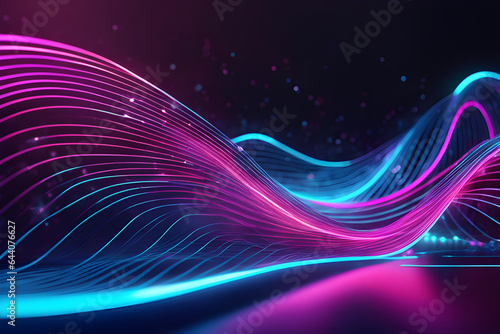 abstract background, Neon pink and blue glowing lights in an abstract futuristic background with high-speed moving wave lines and bokeh light