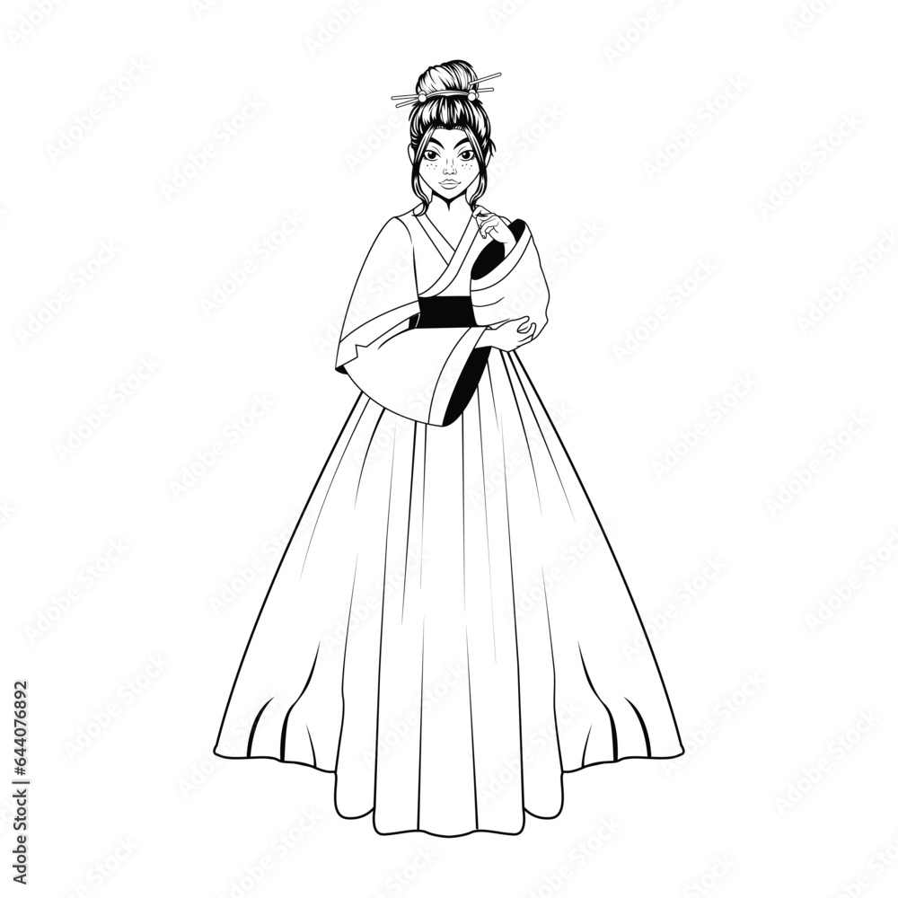 Vector Women Asian Character isolated illustration Vector Women Asian Character isolated illustration