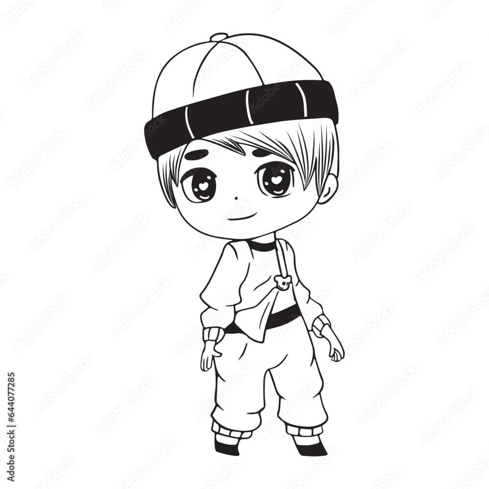 Vector Cartoon Chibi Boy Character isolated illustration