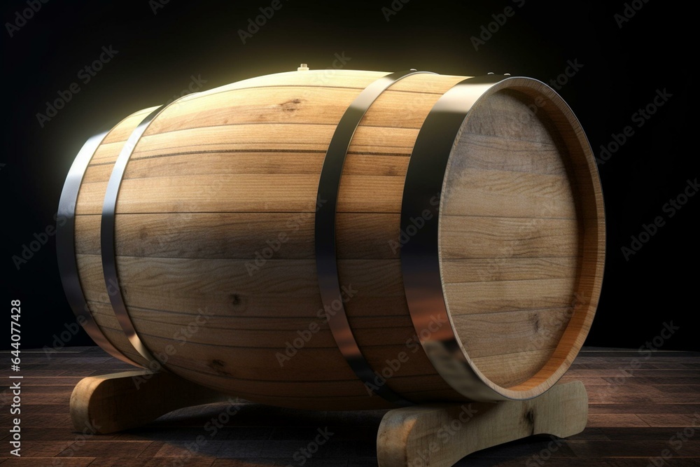 3D illustration of a white wine barrel. Generative AI 3D illustration of a white wine barrel. Generative AI