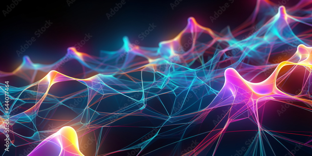 Obraz premium Network connection structure. Futuristic colorful background with connecting dots and lines