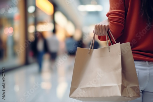 Female hands holding shopping bags