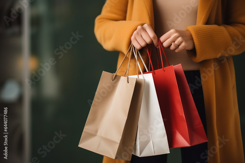 Female hands holding shopping bags