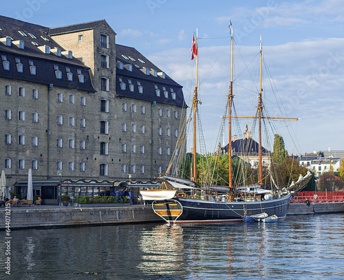 historic sailing ship marilyn anne moored at the pier near the admiralty in the center of copenhagen